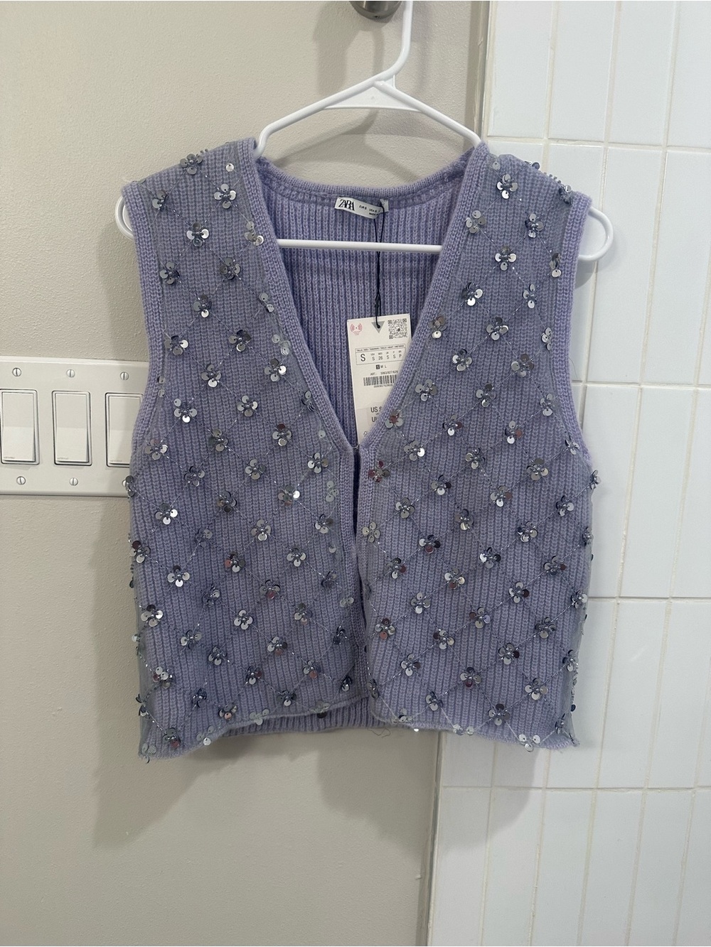 Zara Purple Sequin Vest Size Small